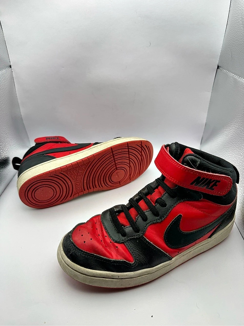 Nike Court Borough Mid 2 Boys Big Kid Red Black High Top Sneakers Size 4.5Y